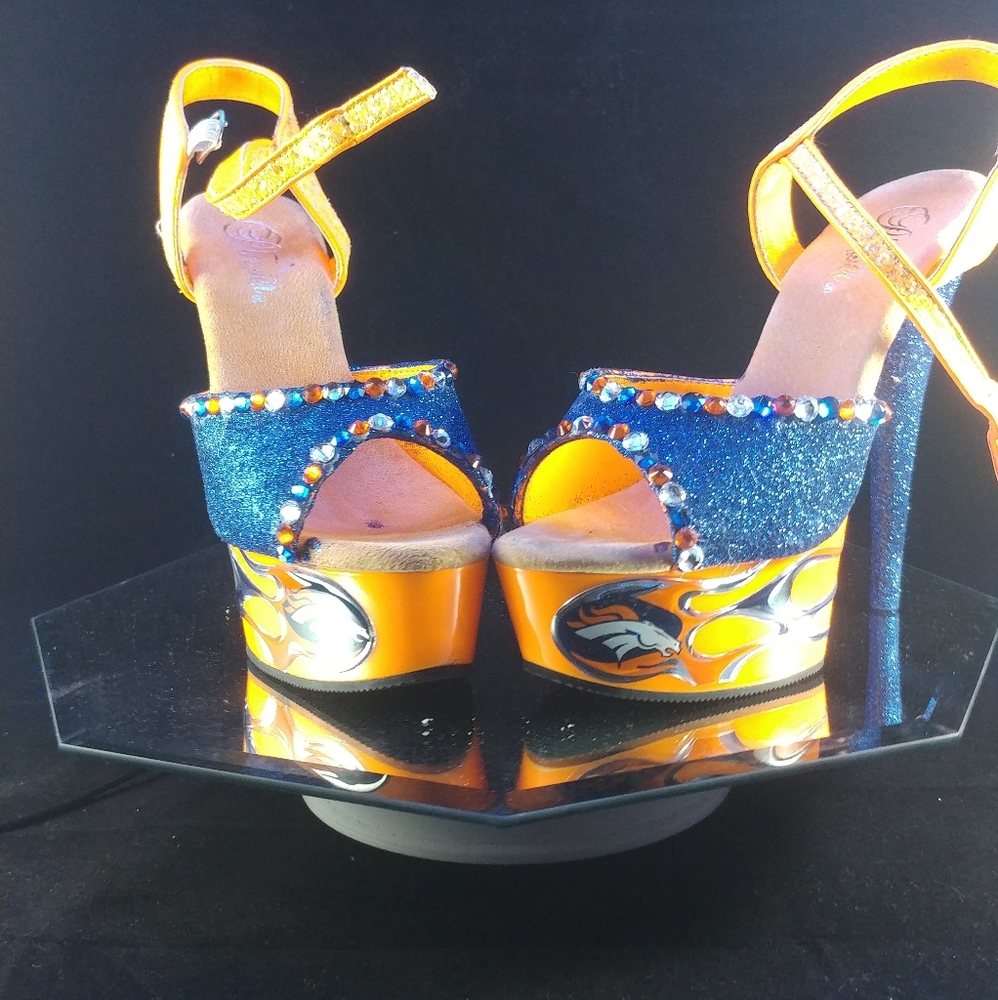 Custom pleaser Denver Broncos high heels